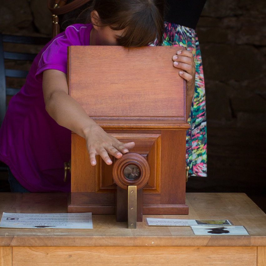 The camera obscura is a popular attraction at the Monticello Mountaintop Hands-on Activity Center.