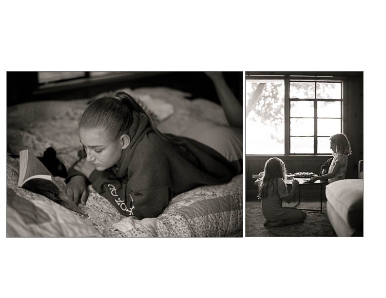 Children read and play in a Michigan cottage